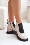 Leather Ankle Boots on Wedge D&A Beige MR880-137