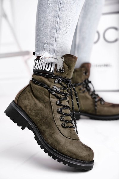 Women’s Boots Flat With Zipper Green Popsi