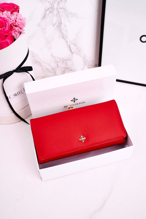 Large Women's Wallet Fastened With Hook MILANO Red