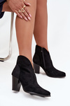 Women's block heel ankle boots made of eco suede black Elvirae