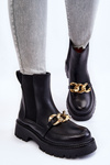 Women's Warm Boots With Front Decoration Black Tilda
