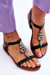 Leather Sandals With A Decorative Snake S.Barski KV-5541-42 Black