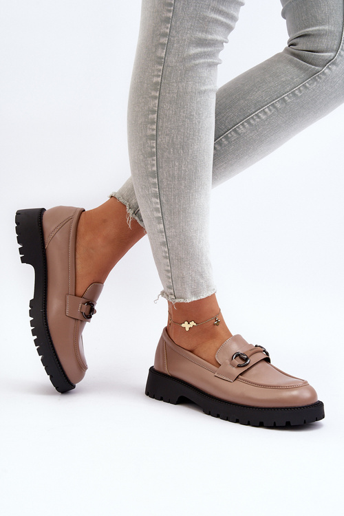 Women's Beige Faux Leather Moccasins Ledda