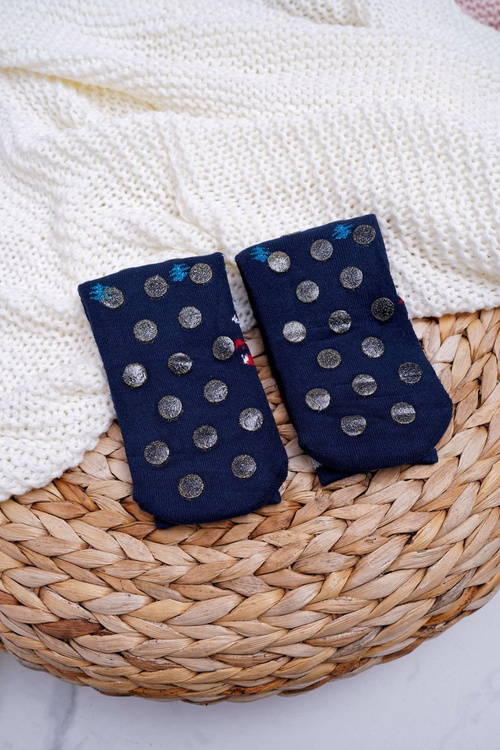 Women's Non-Slip Christmas Socks Navy Blue With Reindeer