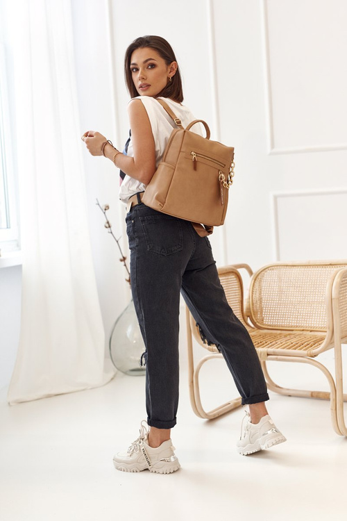 Women's Leather Backpack NOBO NBAG-K1800 Beige