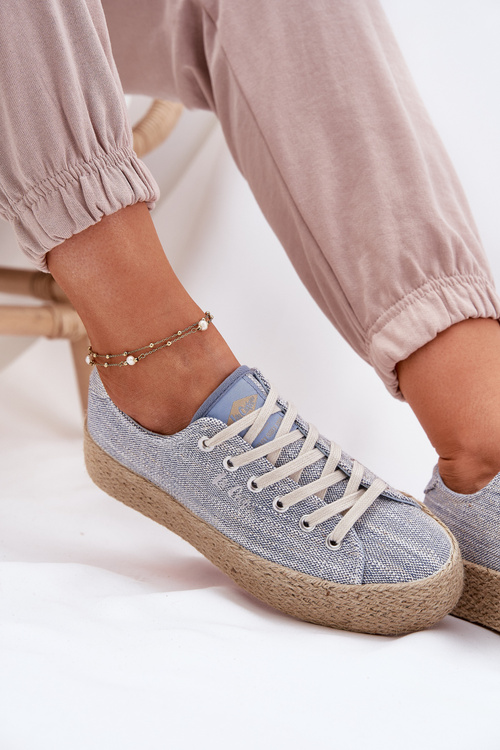 Womens Platform Sneakers With Weaving Lee Cooper LCW-25-02-3284 Light Beige