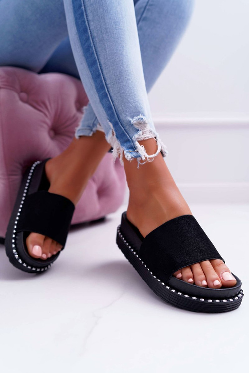 Women's High Flip Flops Black Kadela