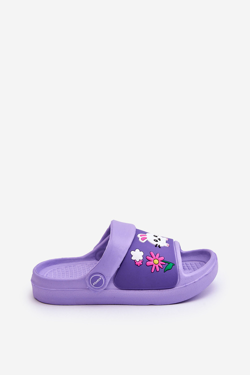 Light Children's Slides Sandals With Animal Motif Violet Rico