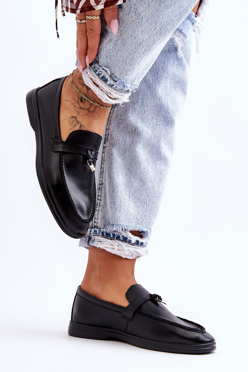 Mokasyny Klasyczne Damskie Czarne Cortez E722