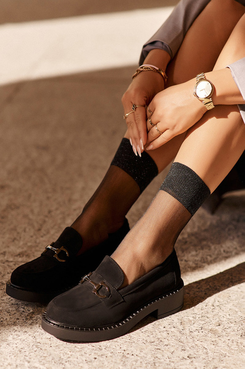 Women's Suede Loafers Black Beanika