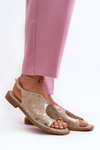 Women's sandals with ornament on flat heel S.Barski KV24-057 Golden