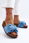 Women's Cork Platform Sandals with Bow Blue Tarena