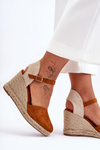 Suede Platform Sandals Brown Selfoss