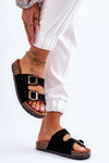 Women's Slippers On Cork Sole Black Cortina