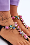 Suede Flip Flops With Stones Black Frency