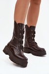 Women's ankle boots made of genuine leather on platform Zazoo 3795 Chocolate