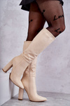Classic Suede Heel Boots Beige Tressa