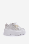 Leather Sneakers On Platform CheBello 4658 Silver