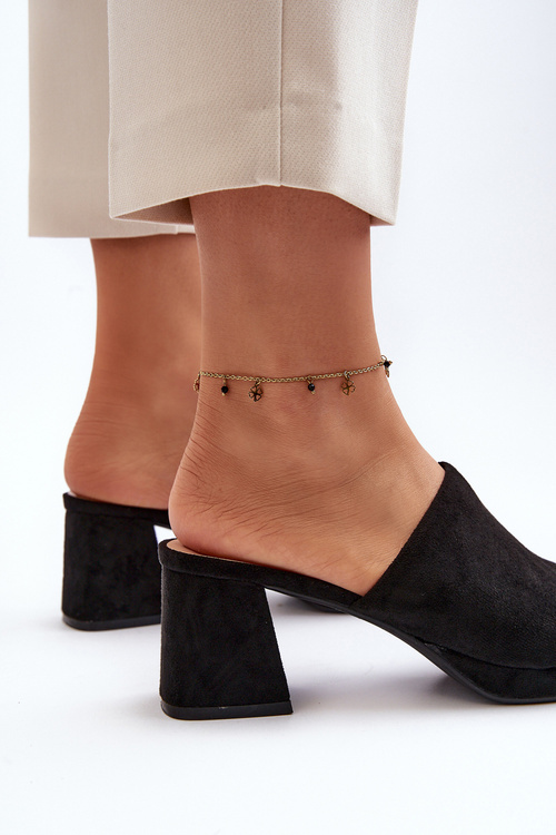 Klapki Damskie Obcas Czarne Bralya TU256P