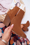 Women's Heeled Boots Spring Leather Suede Brown Nicole 2430
