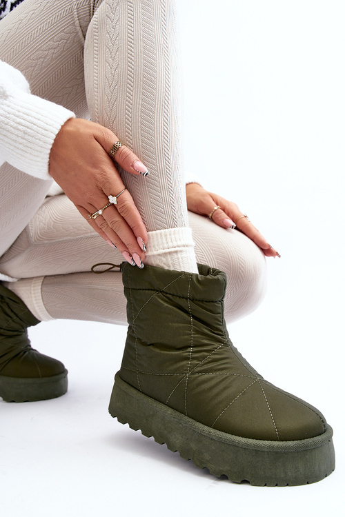 Women's snow boots on a chunky platform green Fionia