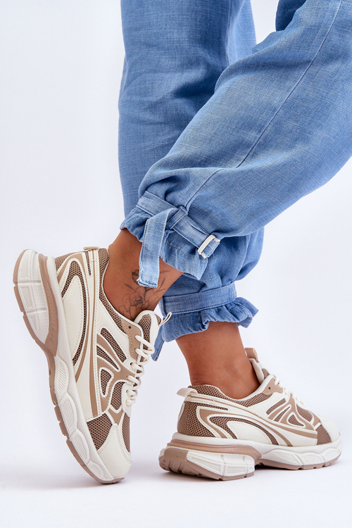 Women's Lace-Up Sports Shoes Beige Emare