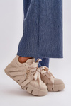 Women's Leather Sneakers With Decorations CheBello 4292 Beige