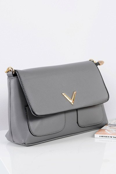 Classic Grey Handbag Women's Letter Purse Gold Chain