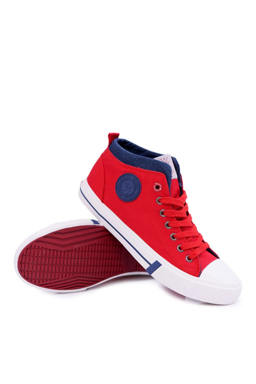 Men's Cross Jeans High Material Sneakers Red DD1R4059