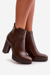 Women's Winter Boots with High Heel Zipper Closure Dark Brown Bioria