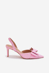 Embellished Heels With Open Back And Bow Pink Nilandriela