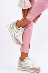 Fashionable Leather Sports Shoes White and Beige Roen