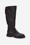 Leather Women's Boots Flat Heel Lined D&A JC52-837 Black