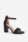 Women's Heeled Sandals with Woven Strap Black Asdine