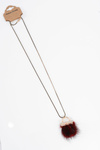 Women's Necklace with Pompon and Crystals Maroon