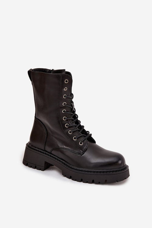 Women's work boots made of eco leather black Calesia