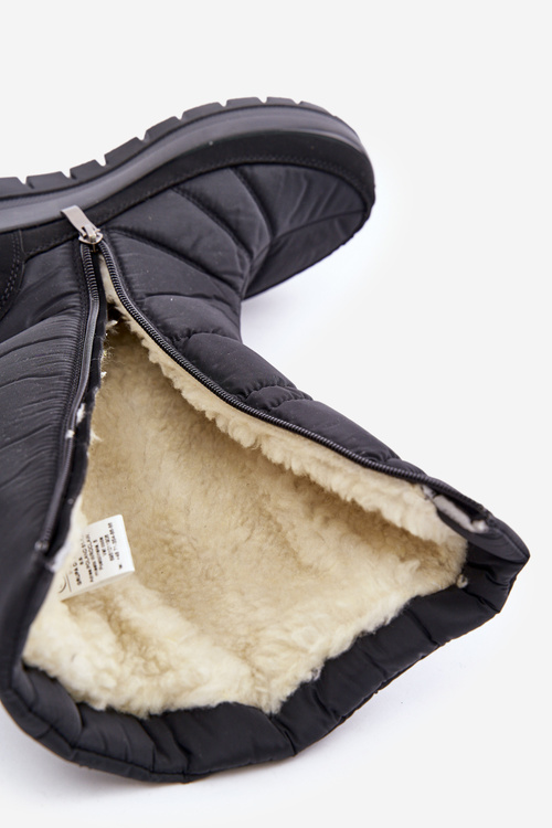 Ocieplane Futerkiem Ciepłe Śniegowce Damskie Czarne Progress PROGJ-24-147