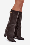 Women's Heeled Boots With Folded Shaft And Golden Detail Chocolate Diorna