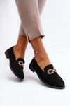Black Women's Suede Moccasins With Flat Heel Misal