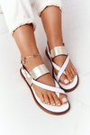Leather Sandals Flip-flops Big Star HH274714 White-Gold