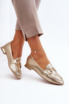 Women's Flat Heel Moccasins with Gold Decoration Iluvana