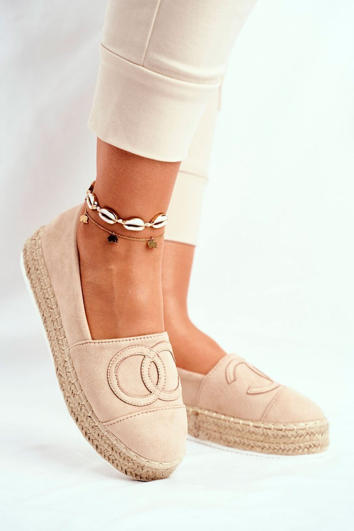 Women's Espadrilles On A Straw Platform Beige Febi