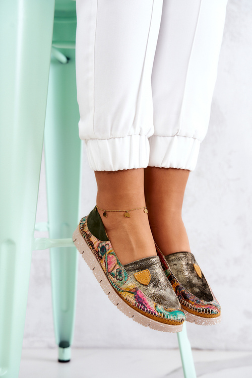 Women's Leather Loafers Maciejka 05434-09 Green