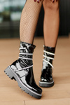 Lacquered Ankle Boots With Decoration Black Kikizelle