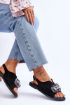 Women's Suede Sandals With Stones Black Mersea