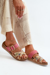 Comfortable Women's Flip Flops with Buckle in Flowers Inblu GS000051 Pink