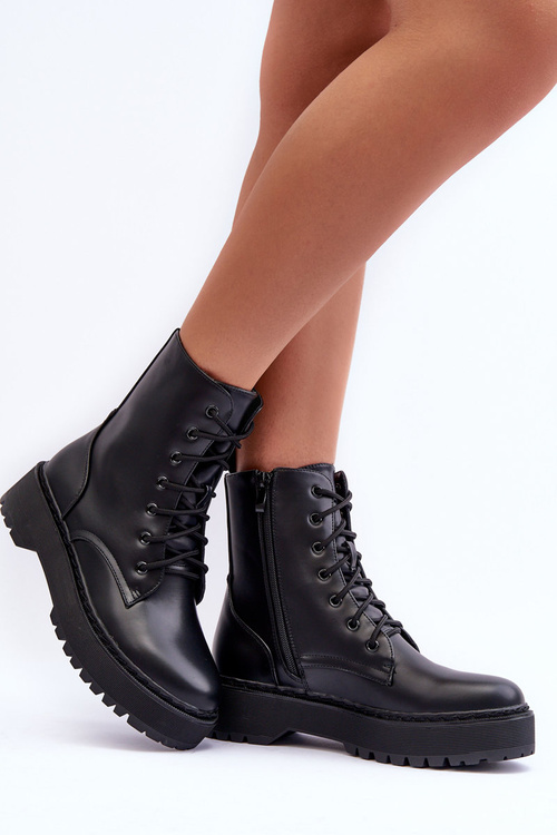 Botki Workery Skóra Czarne Teflorna CLS-270