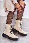 Women's Leather Boots Workers Light Beige Denila