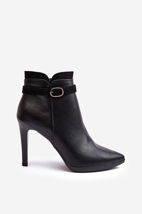 Women's Heeled Boots with Buckle and Padded Black Aesha