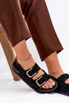 Women Sandals With Buckles Black Seladith